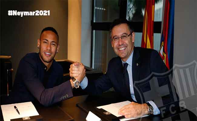 نيمار يجدد عقده مع برشلونة حتى 2021