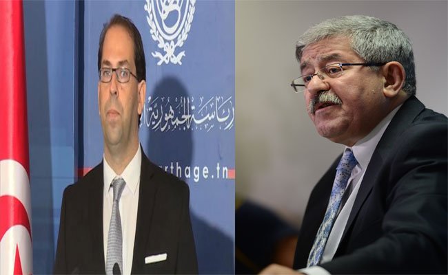 الوزير الأولى أحمد أويحيى يتلقى مكالمة هاتفية من رئيس الحكومة التونسي يوسف الشاهد