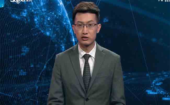 في الصين ، روبوت يقوم بتقديم نشرة الأخبار