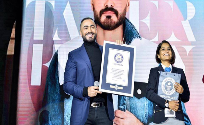 تامر حسني في موسوعة “غينيس” كأكثر فنان ملهم ومؤثر في العالم…