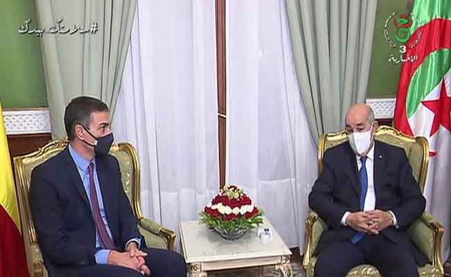 استقبال رئيس الجمهورية تبون لرئيس الحكومة الإسباني