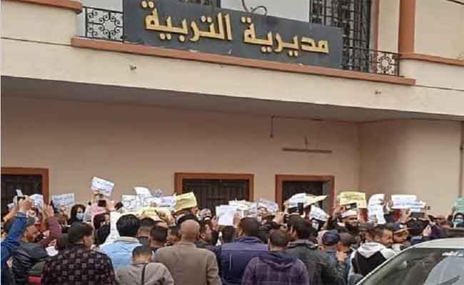 احتجاج و توقف عمال التربية عن العمل بتيارت