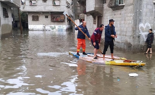أمطار فيضانية في غزة