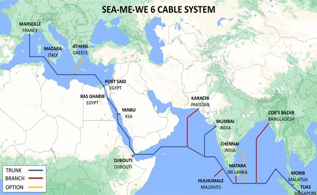 تحالف (SEA-ME-WE-6)لبناء نظام كابلات بحري دولي جديد...