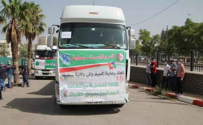 قافلة تضامنية من سطيف إلى المتضررين من حرائق الغابات