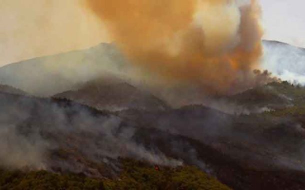 تسخير مروحيات تابعة للقوات الجوية في عمليات إخماد الحرائق في غابات جبل شنوة