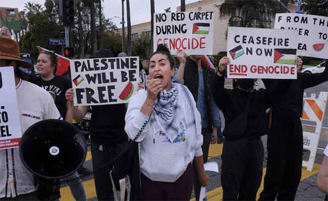 غزة حاضرة في الشارع والمسرح خلال توزيع جوائز أوسكار